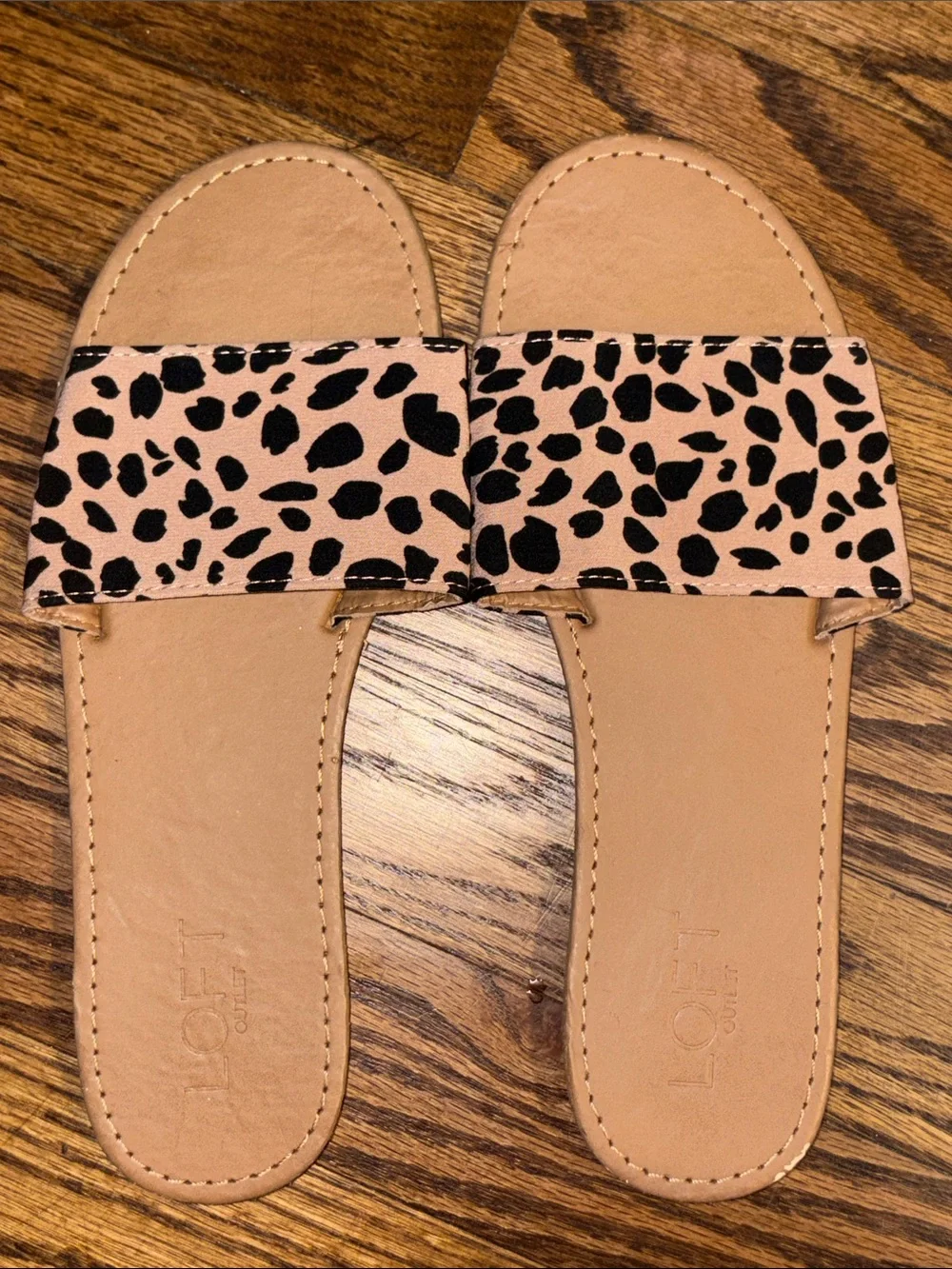 Loft Flat Leopard Print Slide on Sandals